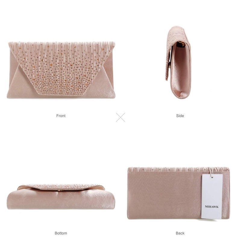 Mihawk clutch purses for women evening bag and handbags for wedding(Champagne) - Image 4